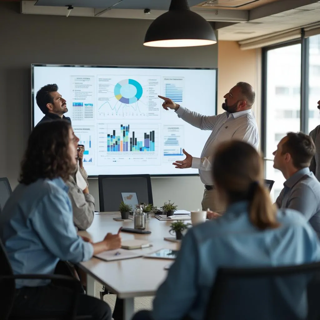 Equipo de consultores en una reunión estratégica